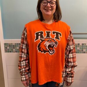 RIT Plaid Long Sleeve Flannel Rework